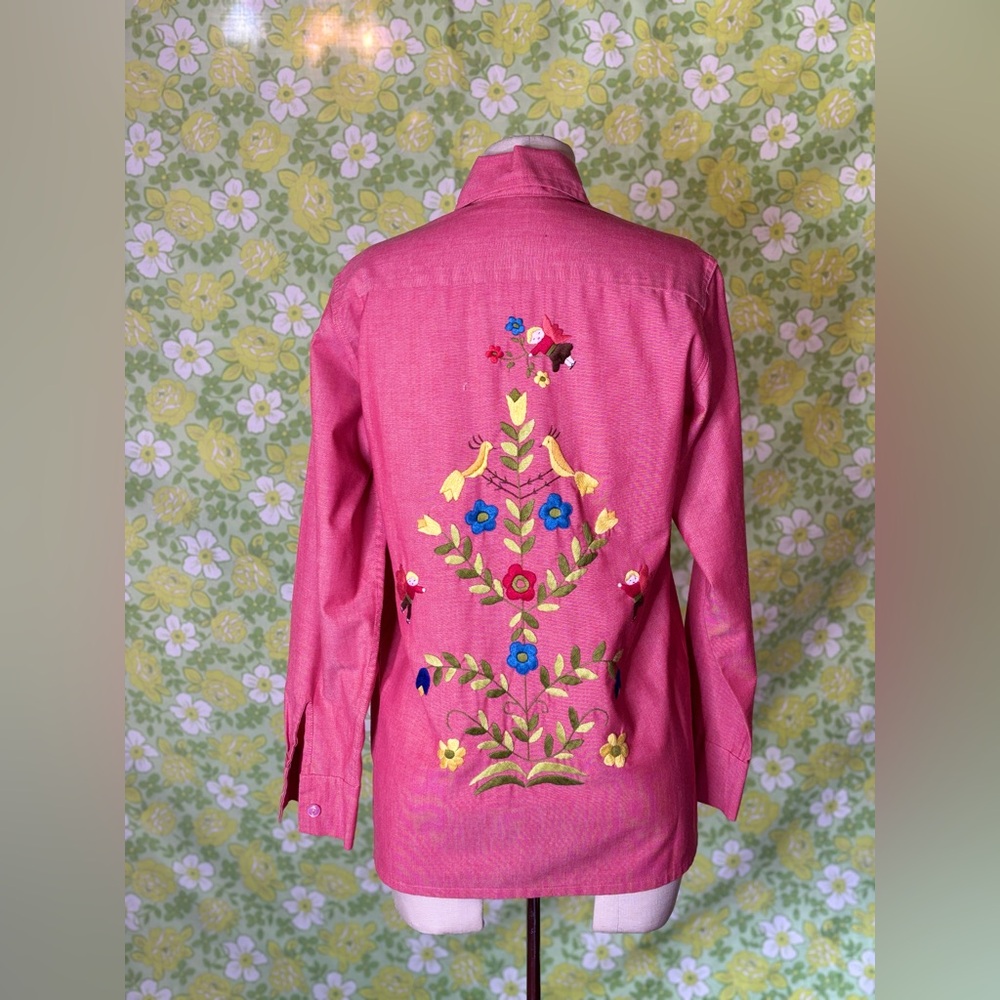 Vintage Helen Cerda Fairies Floral Hand Embroidered Top Women’s 8 Western Rodeo